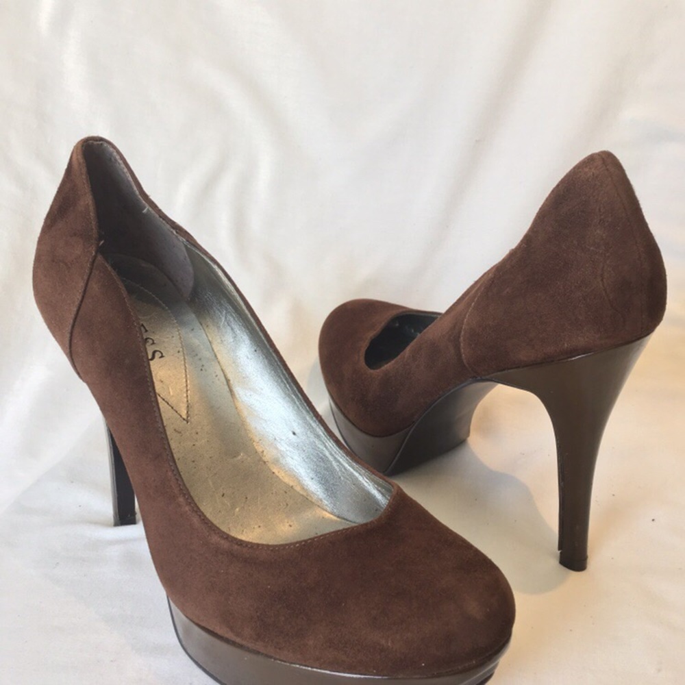 Guess Brown Suede Platform Pumps/Heels